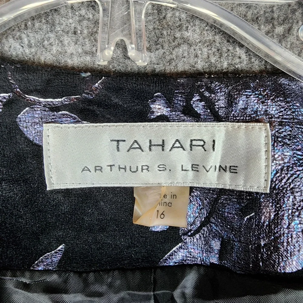 Tahari Arthur S. Levine Jacket Womens 16 Floral Burnout Black Purple EUC